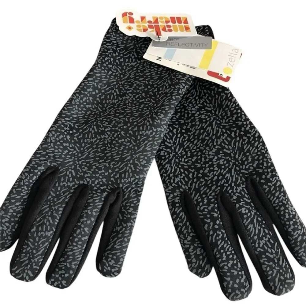 Zella NWT 360 Reflective Running Gloves Black Large